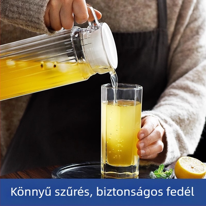 Nagy kapacitású üvegből készült hidegvíz-teáskanna, háztartási használatra, hőálló, kacsaorrú kifolyóval
