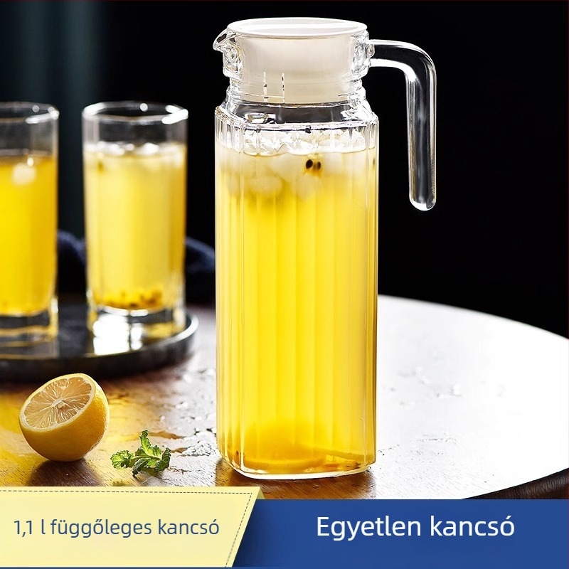 Nagy kapacitású üvegből készült hidegvíz-teáskanna, háztartási használatra, hőálló, kacsaorrú kifolyóval