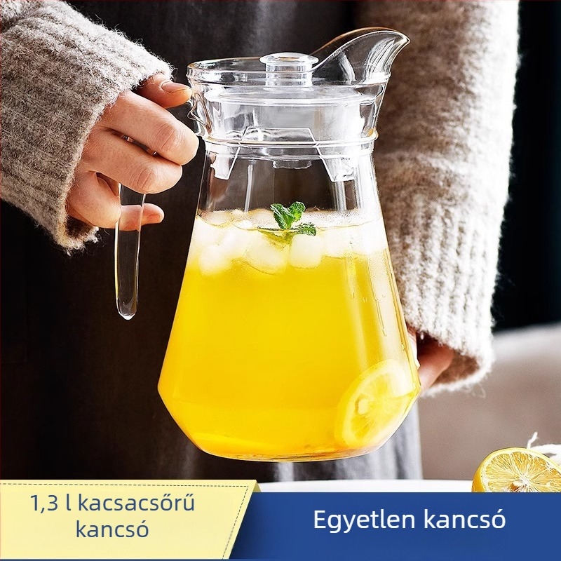 Nagy kapacitású üvegből készült hidegvíz-teáskanna, háztartási használatra, hőálló, kacsaorrú kifolyóval