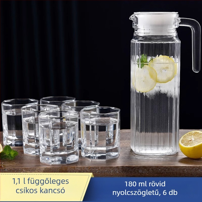 Nagy kapacitású üvegből készült hidegvíz-teáskanna, háztartási használatra, hőálló, kacsaorrú kifolyóval