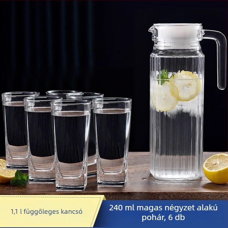 Nagy kapacitású üvegből készült hidegvíz-teáskanna, háztartási használatra, hőálló, kacsaorrú kifolyóval