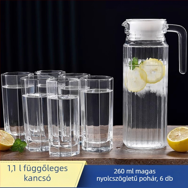 Nagy kapacitású üvegből készült hidegvíz-teáskanna, háztartási használatra, hőálló, kacsaorrú kifolyóval