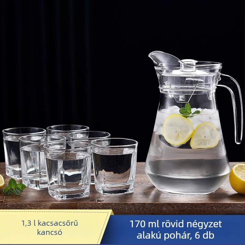Nagy kapacitású üvegből készült hidegvíz-teáskanna, háztartási használatra, hőálló, kacsaorrú kifolyóval