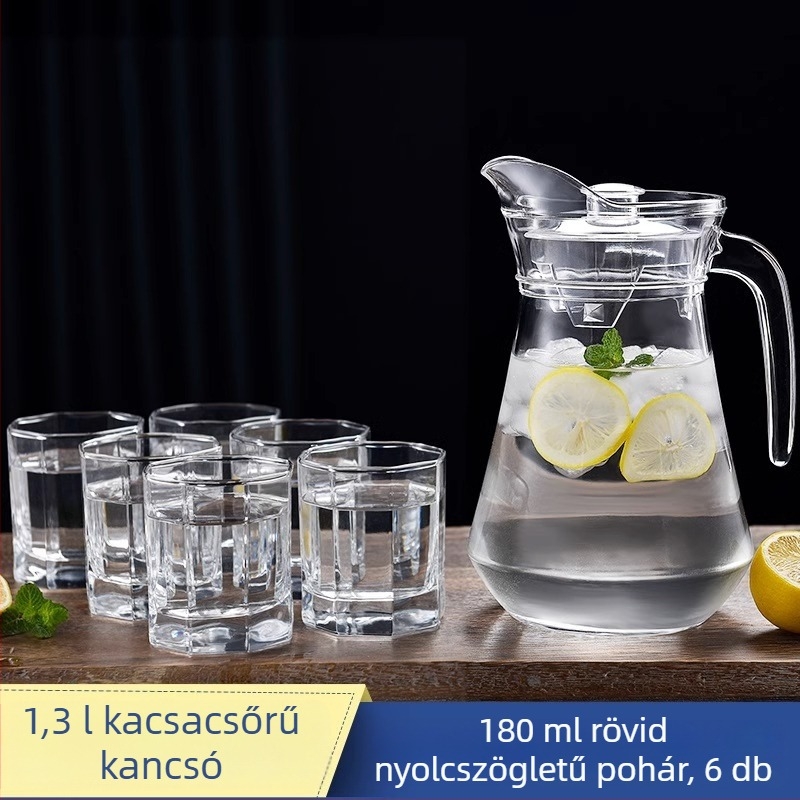 Nagy kapacitású üvegből készült hidegvíz-teáskanna, háztartási használatra, hőálló, kacsaorrú kifolyóval