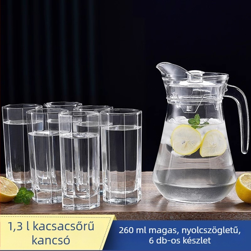 Nagy kapacitású üvegből készült hidegvíz-teáskanna, háztartási használatra, hőálló, kacsaorrú kifolyóval