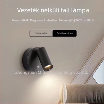 Mágneses éjjeli falikar USB-töltéssel – olvasólámpa a szem védelméért, modern minimalista stílus, vezeték nélküli, fúrás nélkül
