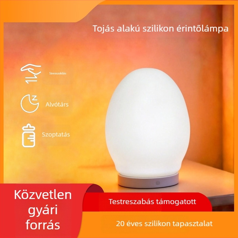 Tojás alakú szilikon lámpa USB töltésű, éjszakai fény, érintésre aktiválódó lámpa – gyermekeknek ajándék