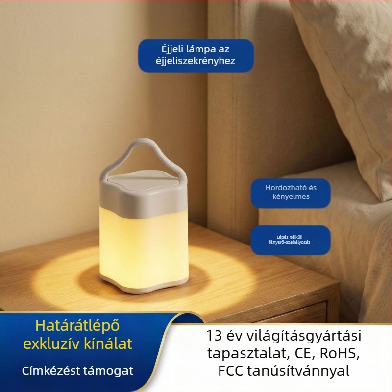 Kreatív kültéri újratölthető kemping éjszakai lámpa, négylevelű lóhere formájú, hordozható és szembarátságos asztali lámpa, hét színben