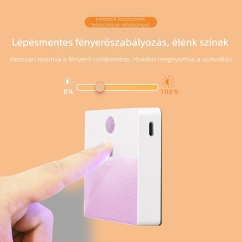 Színes RGB LED éjszakai lámpa mozgásérzékelővel, beépített újratölthető akkumulátorral és mágneses alappal