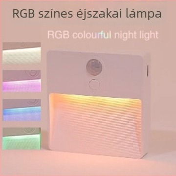 Színes RGB LED éjszakai lámpa mozgásérzékelővel, beépített újratölthető akkumulátorral és mágneses alappal