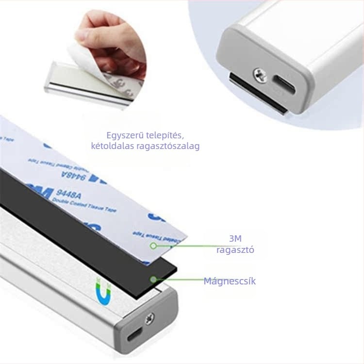 Mozgásérzékelős LED éjszakai fény USB-s tápegyséssel – a ruhásszekrényhez, lépcsőhöz és folyosóhoz