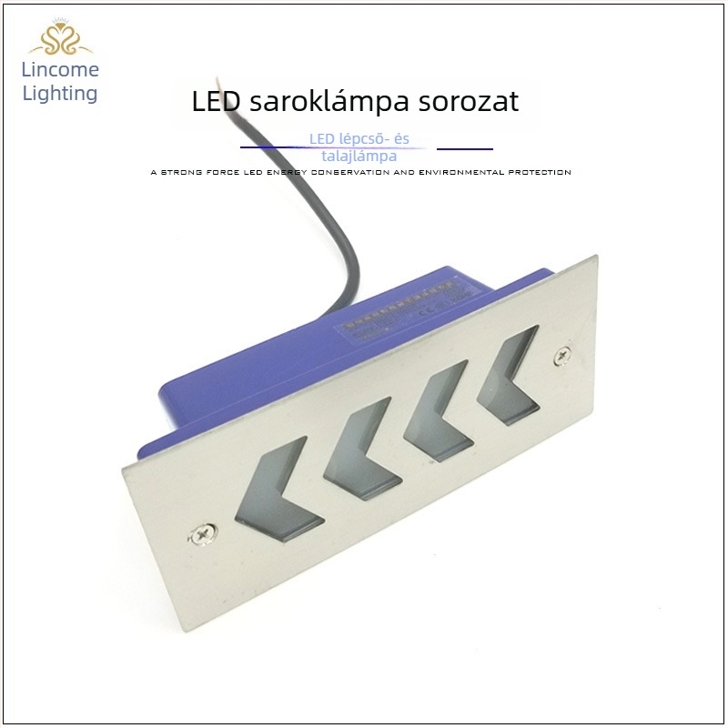 LED sarokfalikar beltéri/kültéri használatra, téglalap alakú beépített lépcsőfény, 170×70 mm, alumínium, IP65, 3000–6000K