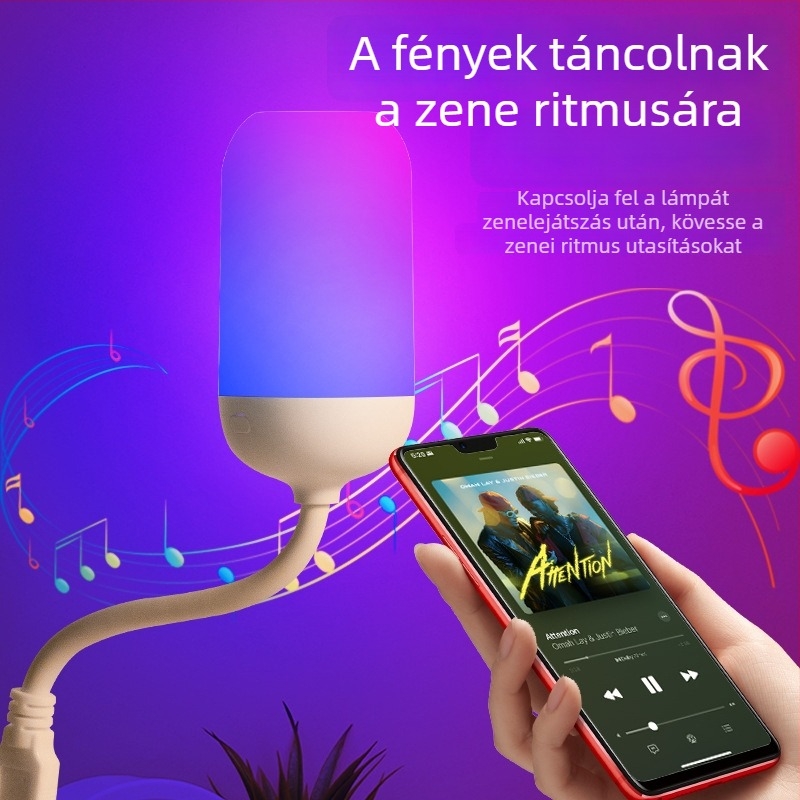 Ágy melletti LED éjjeli lámpa szenzorral és hangvezérléssel, USB tápellátással, hangulatvilágítás a hálószobába