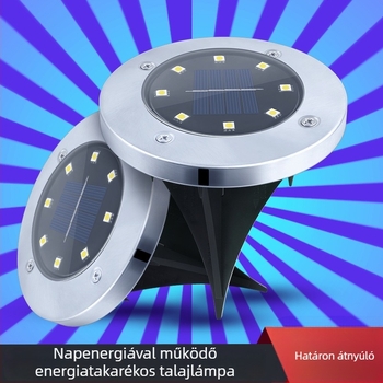 Napelemes föld alatti lámpa 8 LED-del, rozsdamentes acélból, kültéri lámpa a kerthez és a gyephez