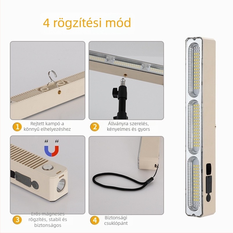 Újratölthető LED floodlight cső kültéri kempingezéshez – ultra fényes, többfunkciós vészvilágítás standokhoz