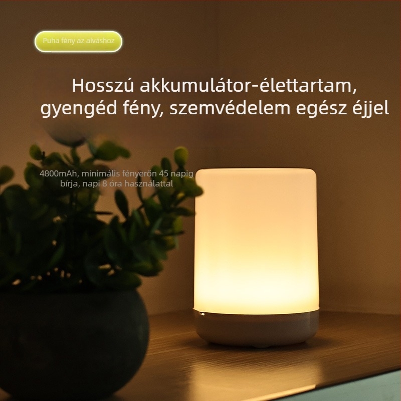 Tölthető LED éjjeli lámpa hálószobába, érintéses vezérléssel, energiatakarékos és hosszú élettartamú, modern minimalista stílus
