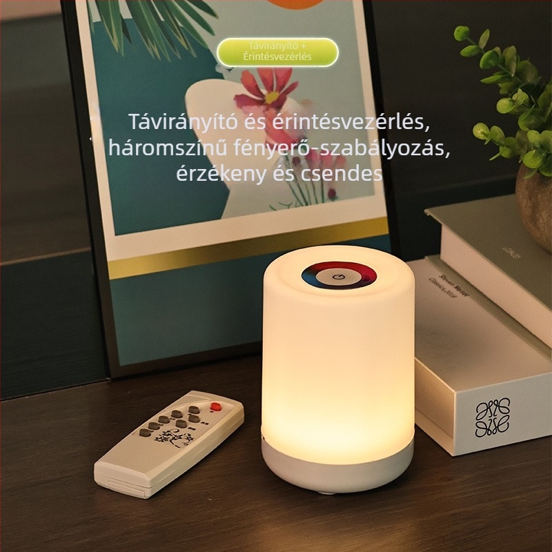 Tölthető LED éjjeli lámpa hálószobába, érintéses vezérléssel, energiatakarékos és hosszú élettartamú, modern minimalista stílus