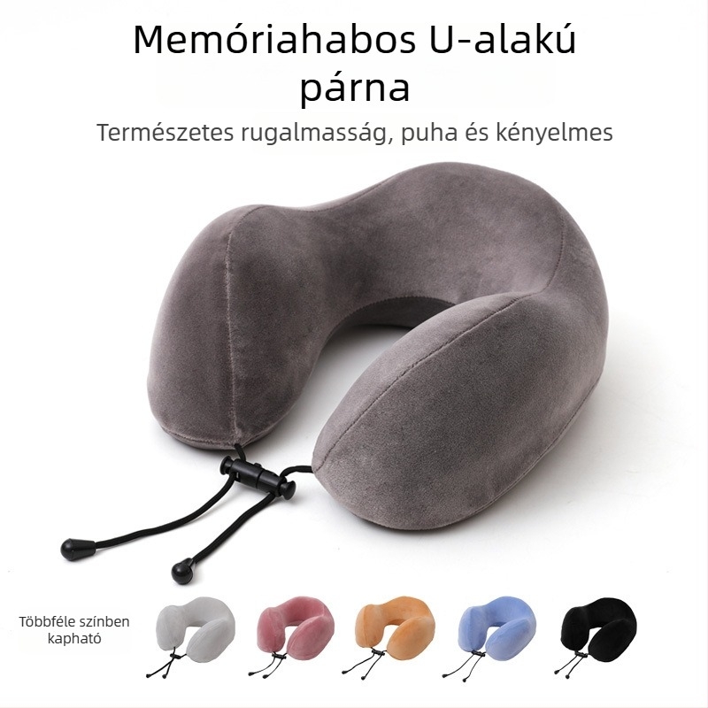 Memóriahabos U-alakú utazó nyakpárna kristály bársonyhuzattal, hosszú utakhoz