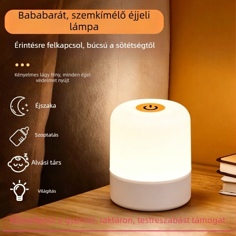 Töltésre képes érintéses éjjeli lámpa háromszínű távirányítóval, több színű hangulatvilágítás az ágy melletti asztalhoz
