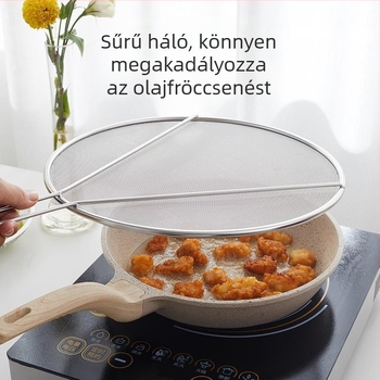 Első generációs rozsdamentes acél edényfedél olajfröccsenés elleni védelemmel és fogantyúval