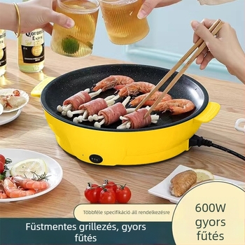 Elektromos grillserpenyő otthoni használatra, grillsütő serpenyő, füstmentes grillezés, sütés és pirítás – 22/26/30 cm átmérő