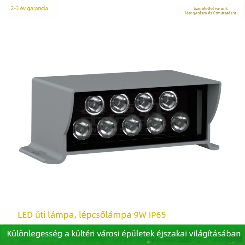 LED járdaszegélyhez készült ház, kültéri vízálló LED vetítő és falmosó, sarokvilágítás, 9W 3000K