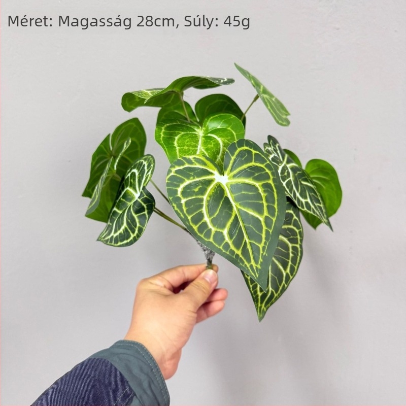 Mű zöld növények almalevelekkel és taró levelekkel, mini táj dekoráció a falra, ragasztott levelek