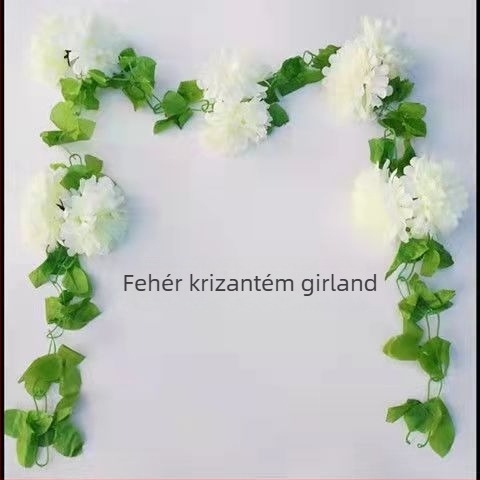 Selyem krizantém szalagok sírhelyekhez, temetői dekoráció, akasztós virágok, 200 cm feletti magasság