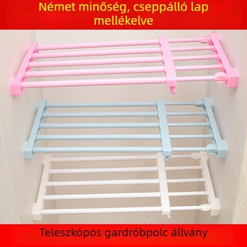Teleszkópos ruhásszekrény és cipő tároló polc szeparátorokkal, fúrás nélküli szerelés