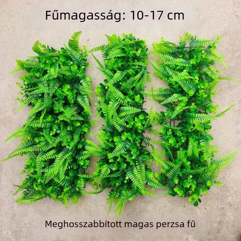 Mesterséges perzsa fű és páfránylevél falikerti növény, balkonhoz – műanyag dekoratív panel a tájépítéshez