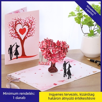 3D szív alakú fa pop-up üdvözlőlap Valentin-napra, anyák napi ajándékkártya és esküvői meghívó