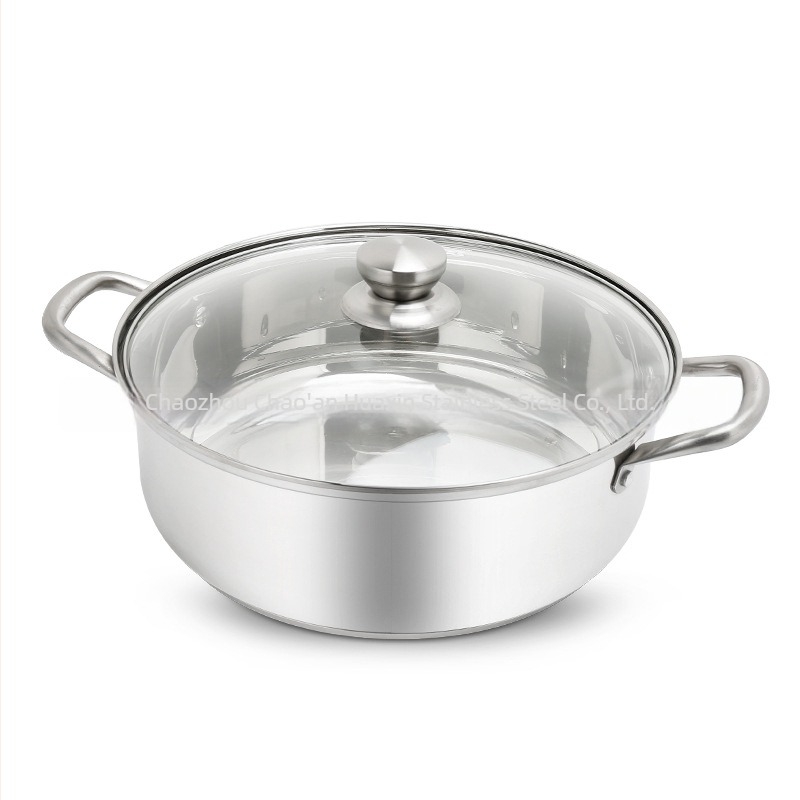 304 rozsdamentes acélból készült hot pot, tiszta leves, Shabu-Shabu stílus, tapadásmentes, háromrétegű alj, indukciós főzőlap kompatibilis, 6.1-10 L