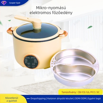 Többfunkciós elektromos edény belső non-stick felülettel, kapacitás 4–5 l, 110 V, 1201–1500 W, gőzölés, sütés, főzés, párolás, pörkölt