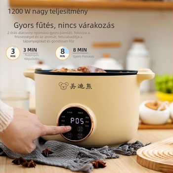 Többfunkciós elektromos edény belső non-stick felülettel, kapacitás 4–5 l, 110 V, 1201–1500 W, gőzölés, sütés, főzés, párolás, pörkölt