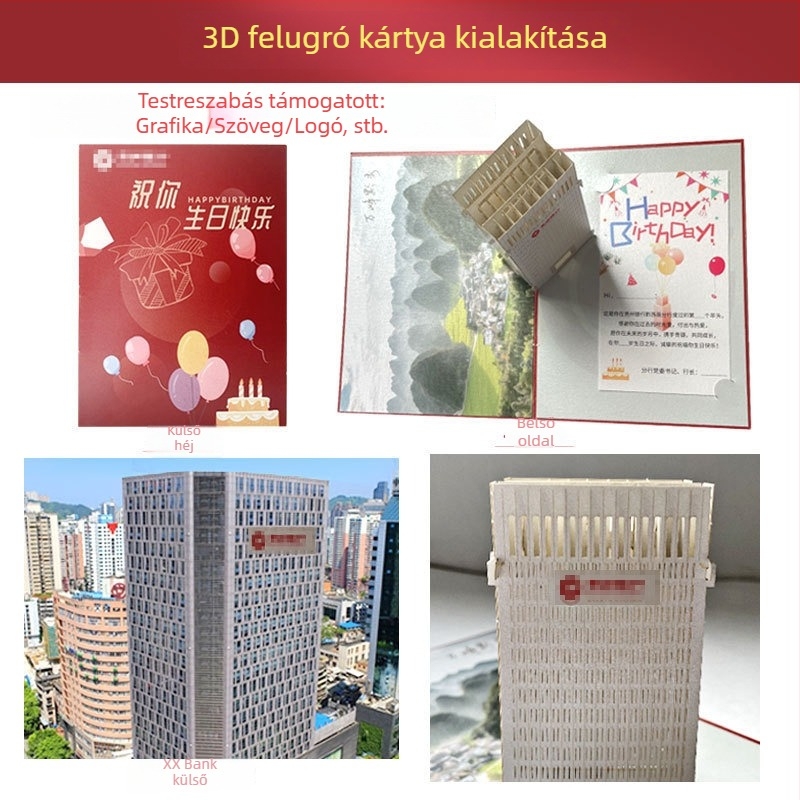 3D pop-up üdvözlőlap egyetemi felvételi értesítéssel és óvodai beiratkozási meghívóval – emlék dizájn