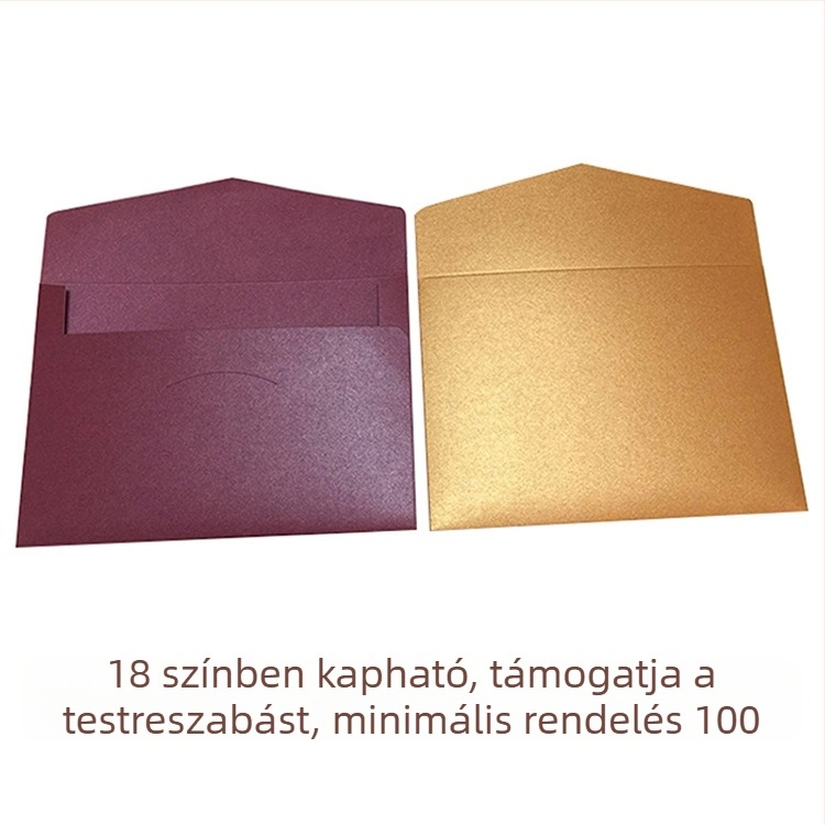 Színes gyöngyházfényű papírból készült borítékok, logónyomtatás – parti meghívók