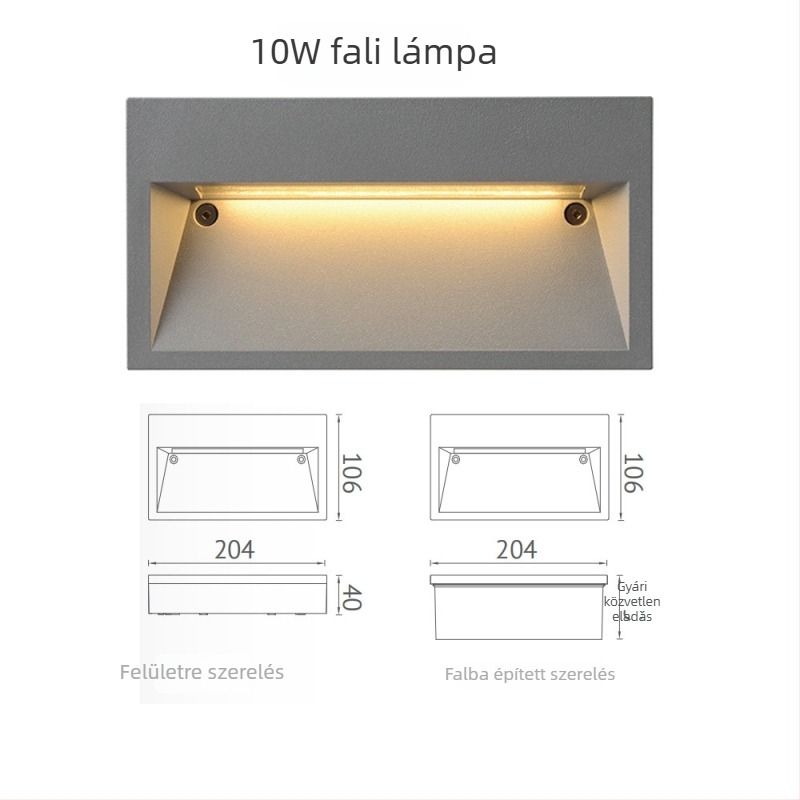 LED lábazati világítás, 86 típusú ház, kültéri vízálló, 10W, 3000K, 48 LED, 960 lm, IP65, alumínium ház.