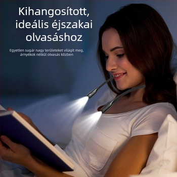 USB-töltésű LED nyakba vehető olvasólámpa, nyakhoz kötött olvasáshoz, éjjeliszekrényre illeszkedő asztali lámpa meleg fényű