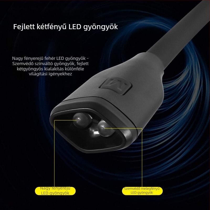 USB-töltésű LED nyakba vehető olvasólámpa, nyakhoz kötött olvasáshoz, éjjeliszekrényre illeszkedő asztali lámpa meleg fényű