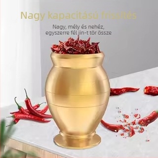Masszív sárgaréz mozsár és pestle, fokhagyma nyomó és hámozó; többfunkciós őrlő gyógynövényekhez és fokhagymához