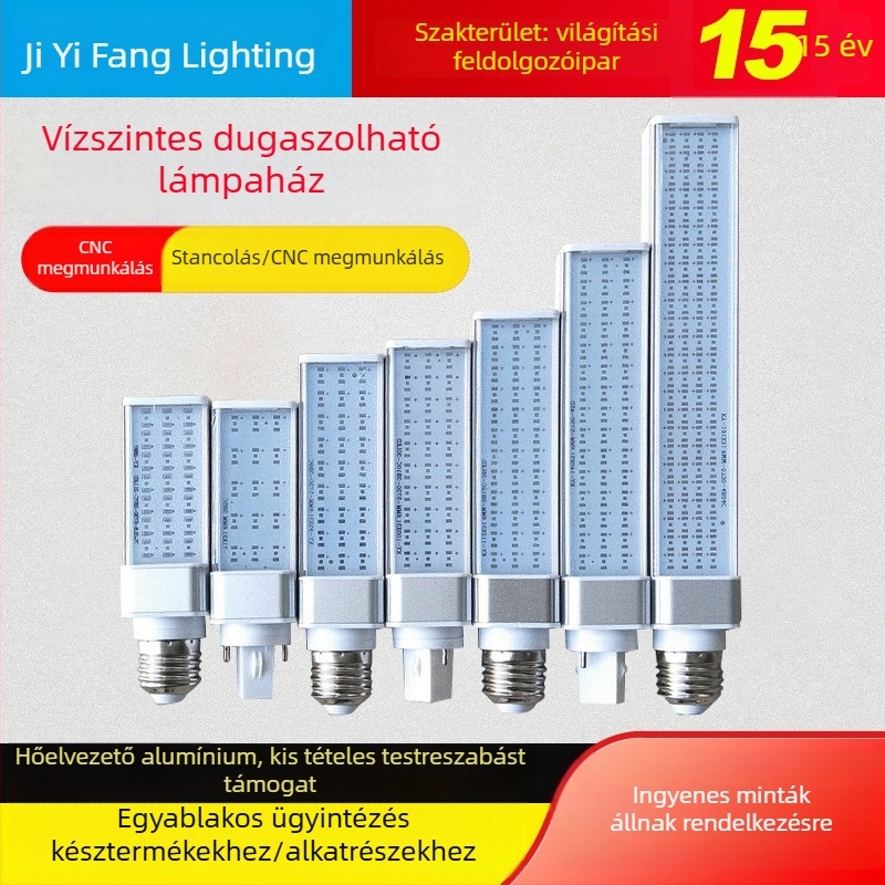 G23/G24 horizontális LED-lámpa ház, 20W, alumínium, kompatibil 5730/2835 LED-ekkel