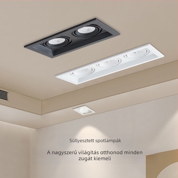 Beépített négyszögletes lámpaház rácsos kivitelben, kettős fejű mennyezeti világítással