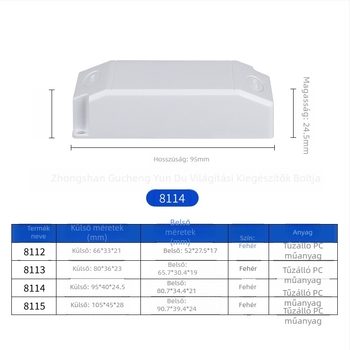 LED-Driver ház, méretek 66×33×21 mm, műanyag ház LED tápegységhez
