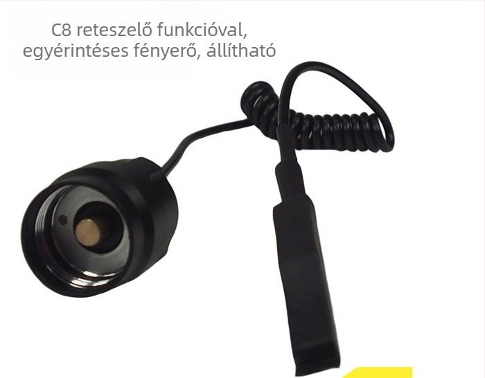 C2/C8/C12 zseblámpa nyomógombos kapcsoló, dupla kapcsoló zárással, kétsebességű funkcióval, hosszabb hátsó kupakkal