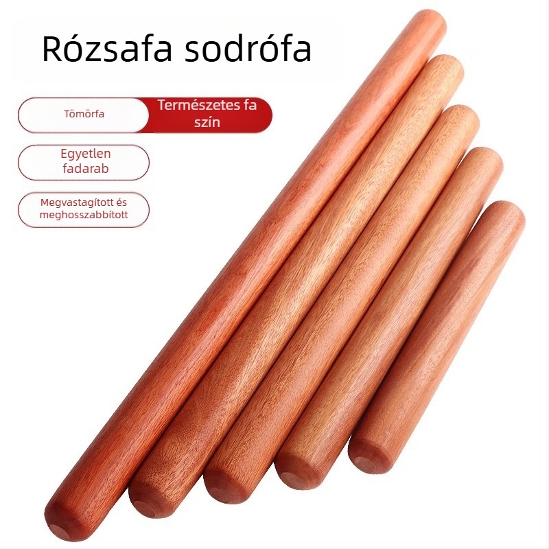 Masszív fab sodrófa, nagy méretű, vastagított tésztahenger háztartási és kereskedelmi használatra.