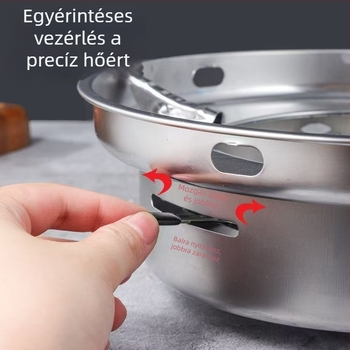 Megvastagított rozsdamentes acél alkoholtűzhely és kis edény – hordozható készlet kollégiumi szobákhoz és otthoni használatra, kompatibilis szilárd és folyékony üzemanyaggal