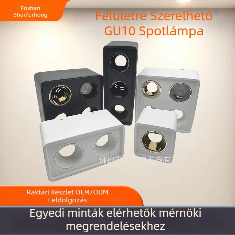 GU10 felületre szerelt downlight, 1/2/3 fej, négyzetes vagy kerek hátsó rögzítésű lámpatest