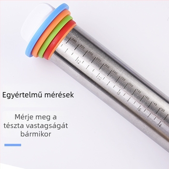 17 hüvelykes rozsdamentes acél nyújtófa, állítható vastagsággal és mérőskálával a tészta dagasztásához