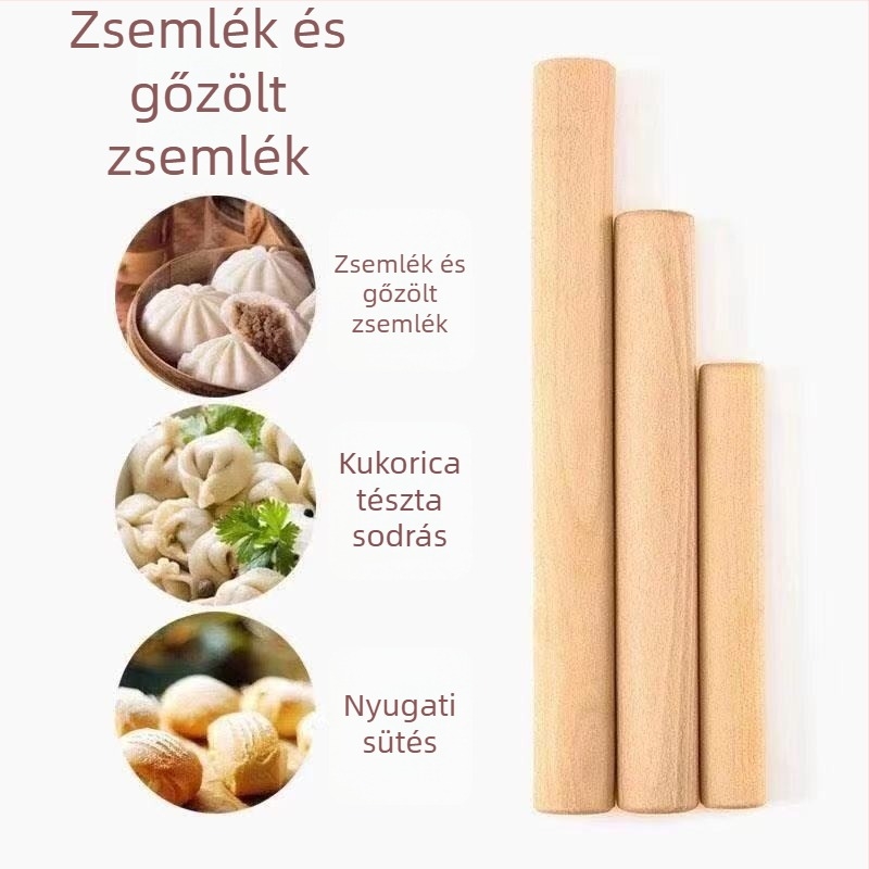 Bükkfa tésztanyújtó henger, tömörfa, két méretben (nagy és kicsi), otthoni használatra, tészta nyújtására