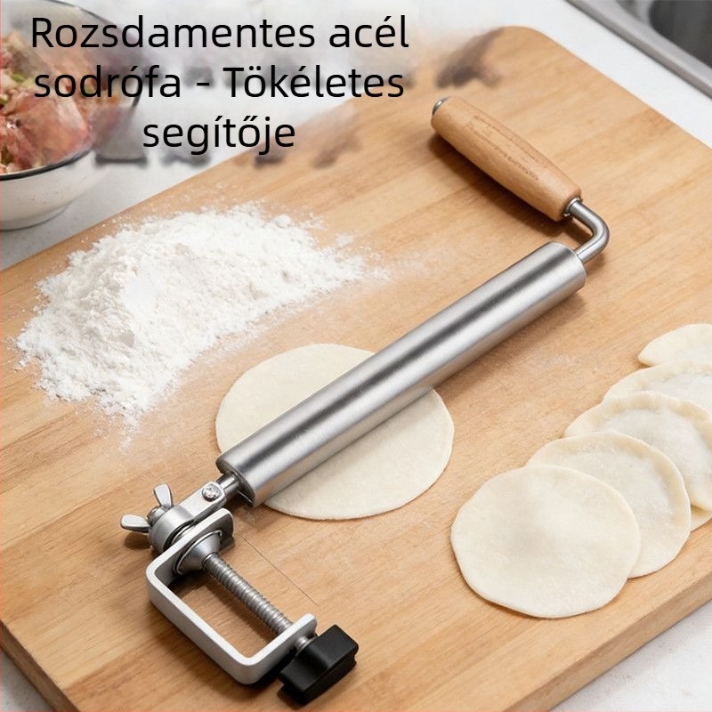 Állítható vastagított rozsdamentes acél nyújtóhenger tésztalapokhoz
